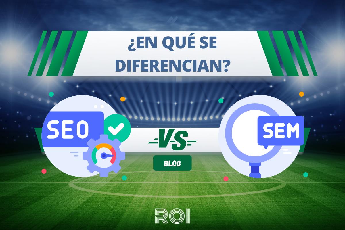 Ilustración con el texto "¿En qué se diferencian SEO de SEM?"